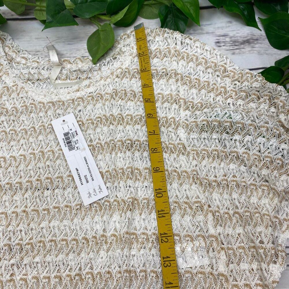 Von Maur Harmony Knit Petite Med Batwing Top New NWT Cream and Tan PM - Picture 11 of 11